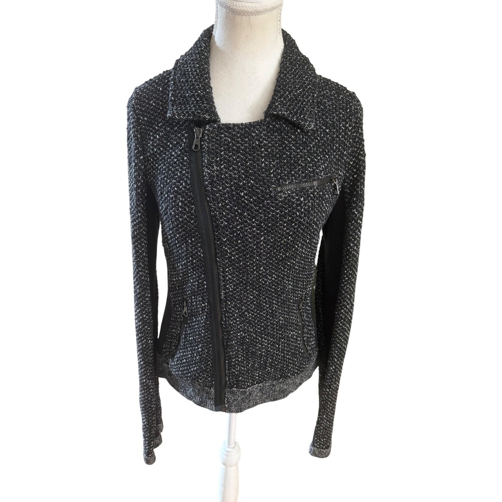 Rag & Bone Black Tweed Knit Moto Jacket Size Medium‎